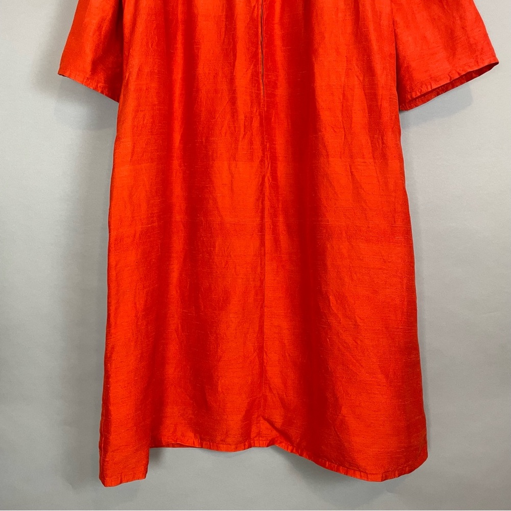 Vintage Caftan Dress Maxi Women‎ Kaftan Muumuu Elephants Reddish Orange Zip-Up - Picture 5 of 15